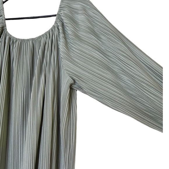 Arthur Connell A.R.C. Designs Vintage Crimp Pleated Sea Foam Maxi Dress Gown - Picture 3 of 6